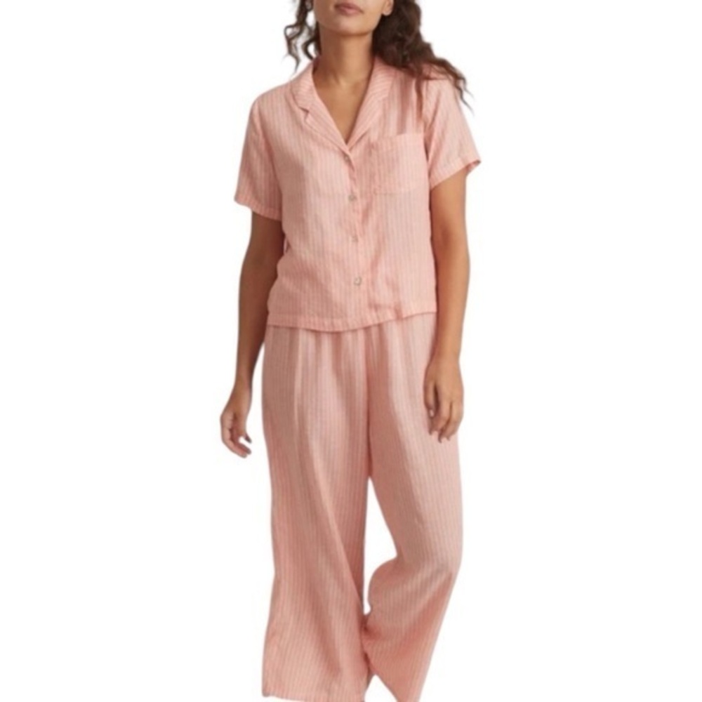 Marine Layer Eden Coral Antique White Pajama‎ Set Size Small